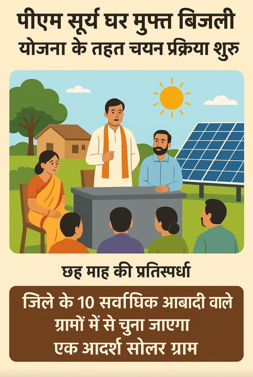 पी.एम. सूर्य घर मुफ्त बिजली योजना के तहत रायगढ़ का एक ग्राम बनेगा ‘सोलर मॉडल विलेज’….