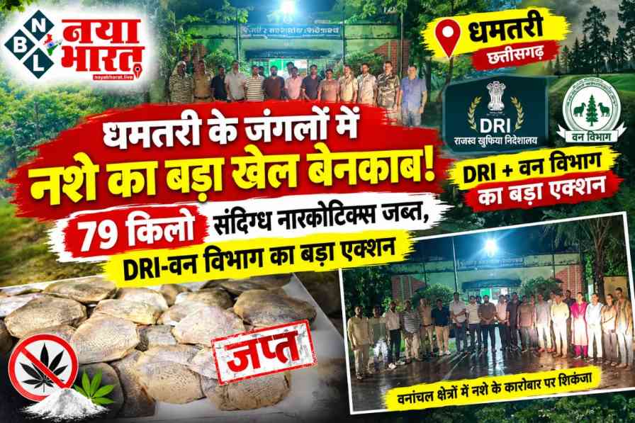 धमतरी के जंगलों में नशे का बड़ा खेल बेनकाब! 79 किलो संदिग्ध नारकोटिक्स जब्त,DRI-वन विभाग का बड़ा एक्शन